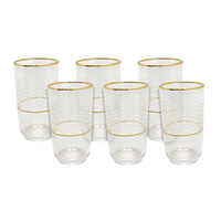 Alnokhba Almumayaza Luxury Gold-Rimmed Water Glass Set (6 Pieces)