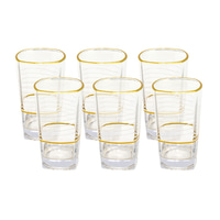 Alnokhba Almumayaza Luxury 6-Piece Gold-Rimmed Water Glass Set – 250ml