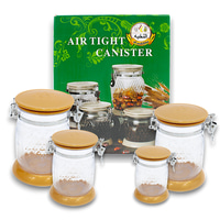 Alnokhba 4-Piece Airtight Glass Canister Set – Premium Kitchen Storage Jars