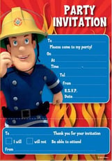 FIREMAN INVITATIONS CARDS & ENVELOPES 8 PCS
