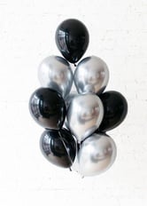BALLOON BOUQUET BLACK AND SILVER 10 PCS 
