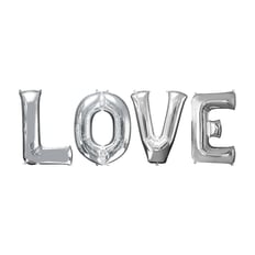حرووف كلمة LOVE كبيره لون فضي  مع الهيليوم 