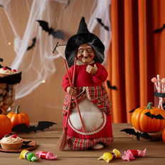 Witch and Broom Ornament