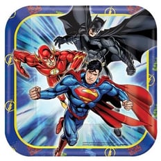 JUSTICE LEAGUE SQUARE PLATES SIZE 9IN 8 PCS
