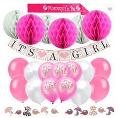 IT’S A GIRL ROOM DECORATION SET (1PC BANNER-30PCS BALLOONS-1PC SASH)