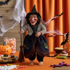 Witch and Broom Ornament
