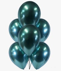 6 Green Chrome Latex Balloons