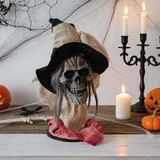 Halloween decoration with glowing eyes