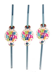 HAPPY BIRTHDAY STARS DRINKING STRAWS 6 PCS