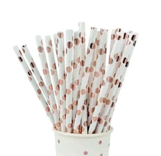 Rose Gold Dots Drinking Straws
