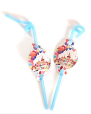 HAPPY BIRTHDAY BALLOON DRINKING STRAWS 6 PCS