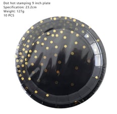 Black plates large golden dots