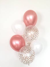 Bouquet balloons rose gold with white 6 pieces