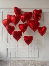 red heart balloons