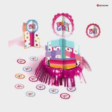 HAPPY BIRTHDAY PINK COLOR TABLE DECORATION 3 PCS