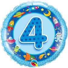HAPPY BIRTHDAY BALLOON NUMBER 4 BLUE SIZE 46 CM 