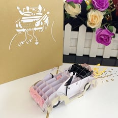 WEDDING WHITE CAR GREETING CARD