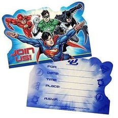 JUSTICE LEAGUE INVITATIONS CARDS AND ENVELOPES 8 PCS