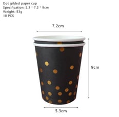 Black cups, golden dots