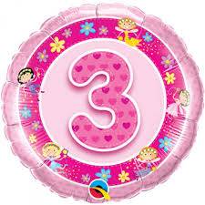 HAPPY BIRTHDAY NO 3 FOIL BALLOON SIZE 46 CM