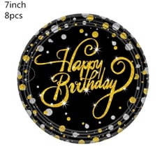 Happy birthday black and gold plates 