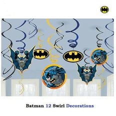 BATMAN SWIRL DECORATIONS 12 PCS