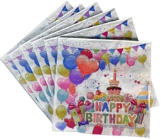 HAPPY BIRTHDAY BALLOON NAPKINS 6 PCS