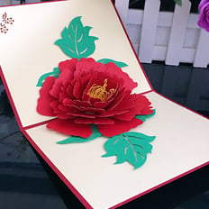 RED PEONY GREETING CARD