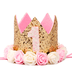 1st birthday girl crown with flowers
