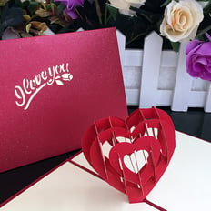 3D RED HART GREETING CARD
