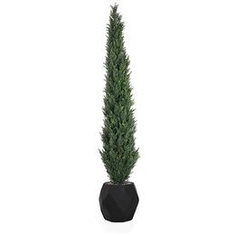 🌿 Artificial cypress trees with a sleek vertical look.