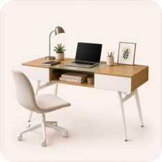 Modern home office with ergonomic chair and minimal decor