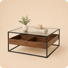 Modern round service table with wheels and two-tier wooden design