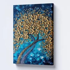 لوحة جدارية لشجرة جميلة ذات زهور ذهبية
