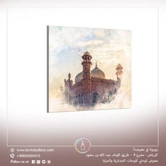 لوحة جدارية مربعة مقاس 100x100 سم بدون برواز بعنوان "مسجد بادشاي في باكستان"