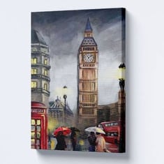 لوحة جدارية يوم ممطر في مدينة لندن الجميلة