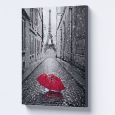 لوحة جدارية مظلة حمراء جميلة في مدينة باريس