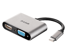 دي لينك موزع محولة من يو اس بي سي الى اتش دي و في جي اي بدقة عالية | DLINK USB-C™ to HDMI/VGA Adapter 4K