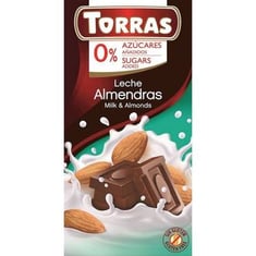 توراس شوكولاتة الحليب باللوز بدون سكر مع محلي  -torras
