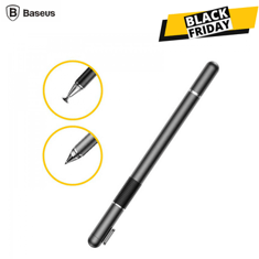 قلم بيسوس أسود 2 في1 للأجهزة الذكية 