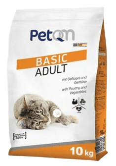 طعام جاف PetQM Basic للقطط بنكهة الدجاج والخضار 10kg