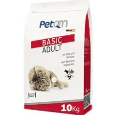 طعام جاف PetQM Basic للقطط بنكهة اللحم والخضار 10kg