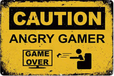 لوح معدني ٢٠سم * ٣٠سم Caution Angry Gamer