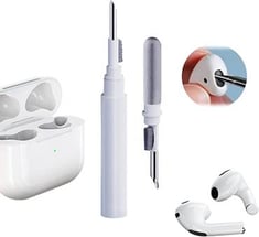 قلم تنظيف سماعات الأذن الخارجية متعدد الوظائف مع فرشاة ناعمة تصميم 3 في 1- اللون أبيض