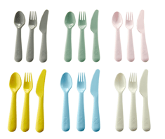 ايكيا - طقم أدوات تناول الطعام 18 قطعة - ألوان مختلفة 