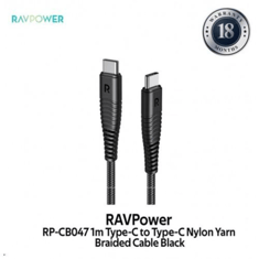 RAVPower / Type-C Cable /Tough Nylon Yarn Braided USB C to C 3.3ft 1m-Black (RP-CB047) 