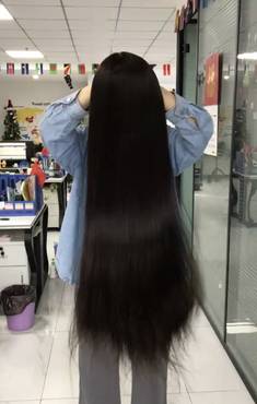 شعر اوربي طبيعي 100 %  اسود طول 32 انش حجم صغير 