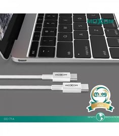 كابل شحن سريع تايب سي تو تايب سي 60 واط من موكسوم ابيض 1 متر - CC-71A