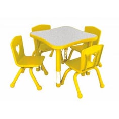 طاولة رياض أطفال 4 كراسي مموجة 60*60 - أصفر