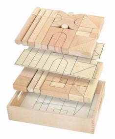 مكعبات خشبية 136 قطعة مع تخزين
